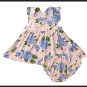 Angel Dear Pink and Blue Floral Baby Dress with Bloomers